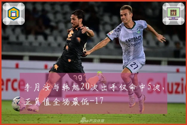 李月汝与韩旭20次出手仅命中5次，正负值全场最低-17